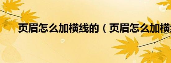 页眉怎么加横线的（页眉怎么加横线）