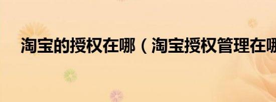 淘宝的授权在哪（淘宝授权管理在哪里）