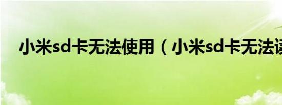 小米sd卡无法使用（小米sd卡无法读取）