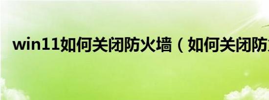 win11如何关闭防火墙（如何关闭防火墙）