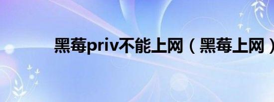 黑莓priv不能上网（黑莓上网）
