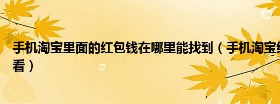 手机淘宝里面的红包钱在哪里能找到（手机淘宝红包在哪里看）