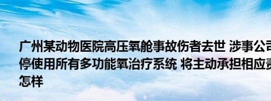 广州某动物医院高压氧舱事故伤者去世 涉事公司回应：已暂停使用所有多功能氧治疗系统 将主动承担相应责任 详情是怎样