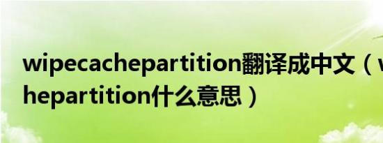 wipecachepartition翻译成中文（wipecachepartition什么意思）