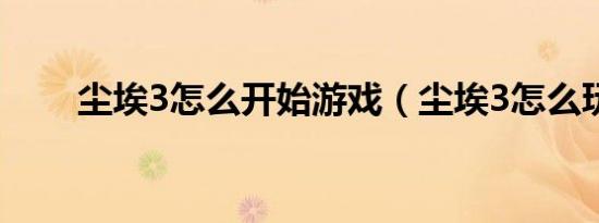 尘埃3怎么开始游戏（尘埃3怎么玩）