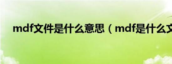 mdf文件是什么意思（mdf是什么文件）