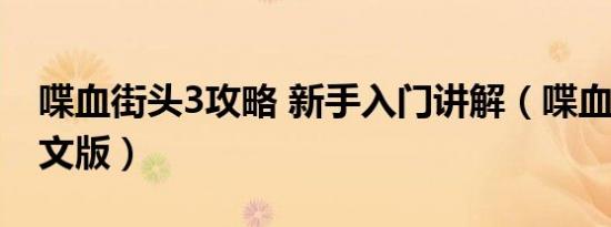 喋血街头3攻略 新手入门讲解（喋血街头3中文版）