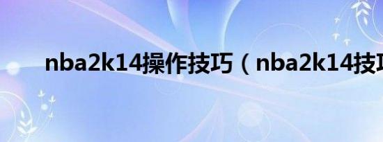 nba2k14操作技巧（nba2k14技巧）