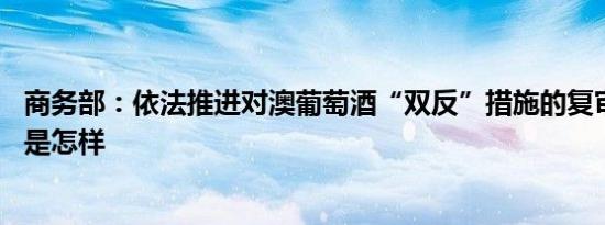 商务部：依法推进对澳葡萄酒“双反”措施的复审调查 详情是怎样