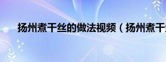 扬州煮干丝的做法视频（扬州煮干丝）