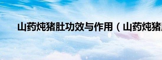 山药炖猪肚功效与作用（山药炖猪肚）