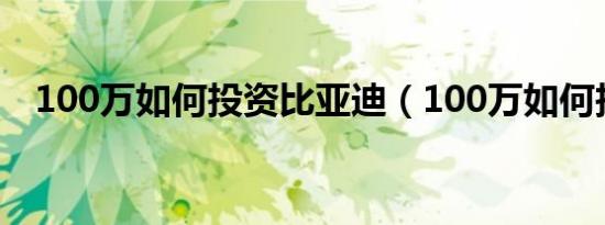 100万如何投资比亚迪（100万如何投资）