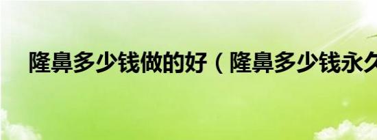 隆鼻多少钱做的好（隆鼻多少钱永久的）