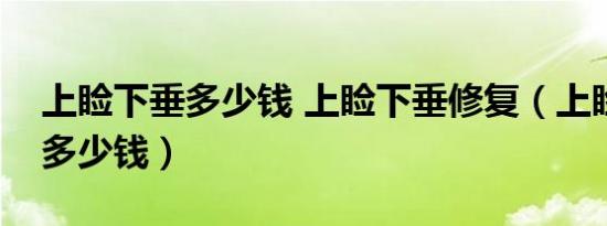 上睑下垂多少钱 上睑下垂修复（上睑下垂要多少钱）