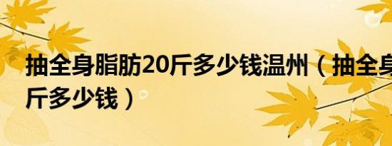 抽全身脂肪20斤多少钱温州（抽全身脂肪20斤多少钱）