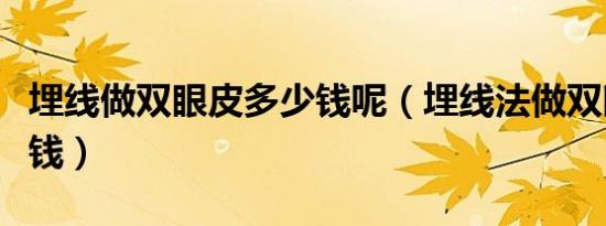 埋线做双眼皮多少钱呢（埋线法做双眼皮多少钱）