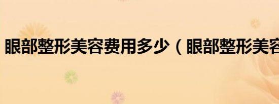 眼部整形美容费用多少（眼部整形美容费用）