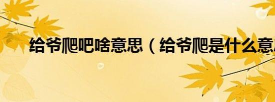 给爷爬吧啥意思（给爷爬是什么意思）