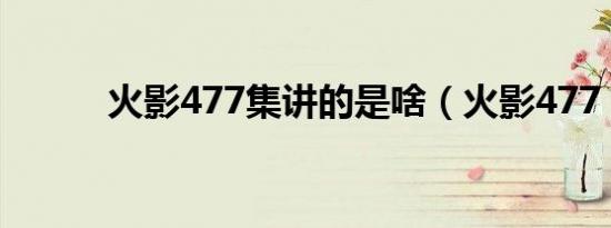 火影477集讲的是啥（火影477）