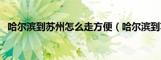 哈尔滨到苏州怎么走方便（哈尔滨到苏州）