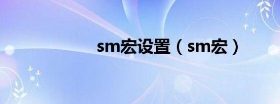 sm宏设置（sm宏）