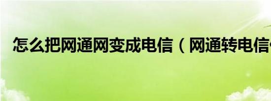 怎么把网通网变成电信（网通转电信代理）