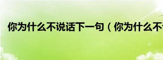 你为什么不说话下一句（你为什么不说话）
