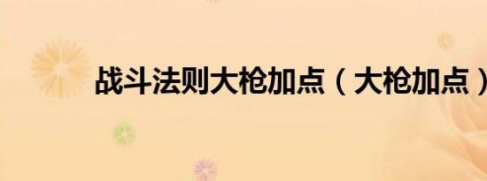 战斗法则大枪加点（大枪加点）