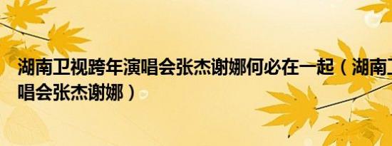 湖南卫视跨年演唱会张杰谢娜何必在一起（湖南卫视跨年演唱会张杰谢娜）