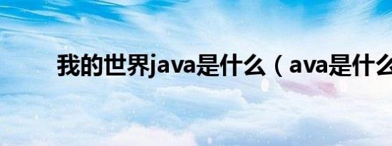 我的世界java是什么（ava是什么）