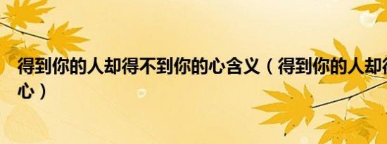 得到你的人却得不到你的心含义（得到你的人却得不到你的心）