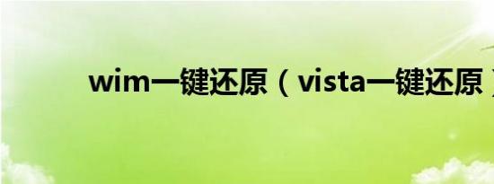 wim一键还原（vista一键还原）