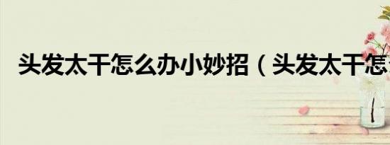 头发太干怎么办小妙招（头发太干怎么办）