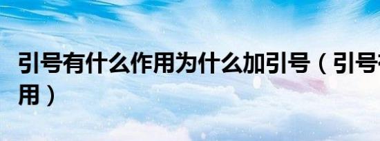 引号有什么作用为什么加引号（引号有什么作用）