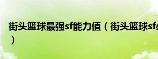 街头篮球最强sf能力值（街头篮球sf必备技能）