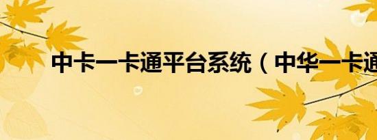 中卡一卡通平台系统（中华一卡通）