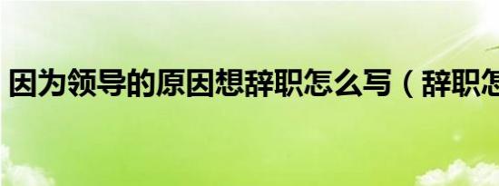因为领导的原因想辞职怎么写（辞职怎么写）