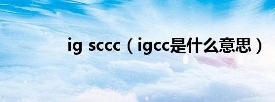 ig sccc（igcc是什么意思）