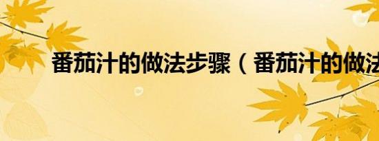 番茄汁的做法步骤（番茄汁的做法）