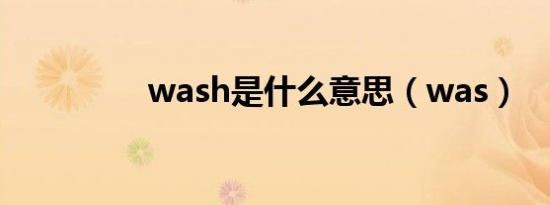wash是什么意思（was）