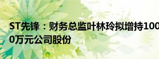 ST先锋：财务总监叶林玲拟增持100万元-200万元公司股份