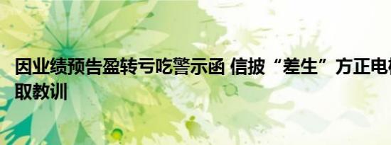 因业绩预告盈转亏吃警示函 信披“差生”方正电机：认真吸取教训