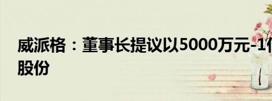 威派格：董事长提议以5000万元-1亿元回购股份