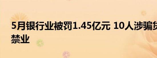 5月银行业被罚1.45亿元 10人涉骗贷被终身禁业