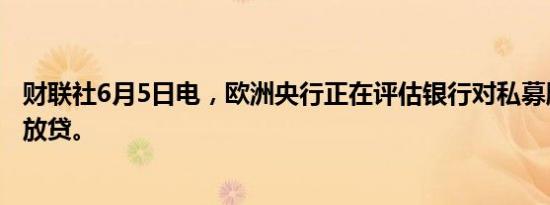 财联社6月5日电，欧洲央行正在评估银行对私募股权行业的放贷。