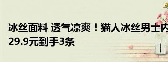 冰丝面料 透气凉爽！猫人冰丝男士内裤大促：29.9元到手3条
