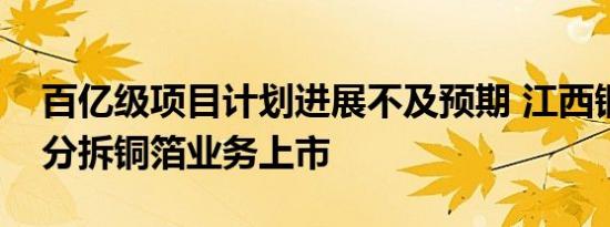 百亿级项目计划进展不及预期 江西铜业终止分拆铜箔业务上市