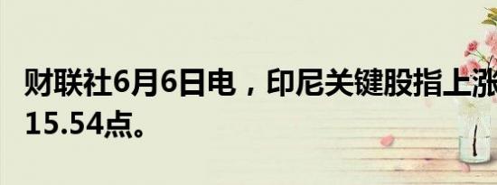 财联社6月6日电，印尼关键股指上涨1%至7015.54点。