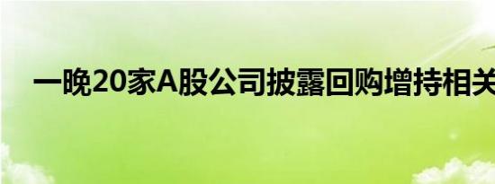一晚20家A股公司披露回购增持相关计划