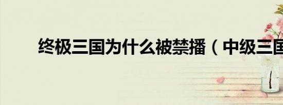 终极三国为什么被禁播（中级三国）